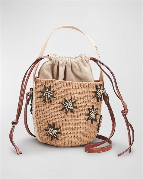 chloe woody handbag|chloe woody raffia bucket bag.